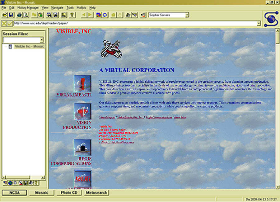 VisibleInc-First Website-In Mosaic Browser-June 1993