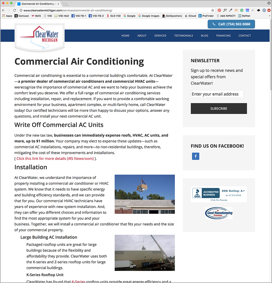 Clearwater Michigan-Comm Air Conditioning Webpage