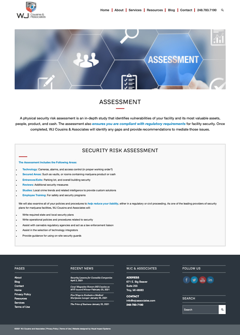 WJ Cousins & Associates-Website-Assessment Page