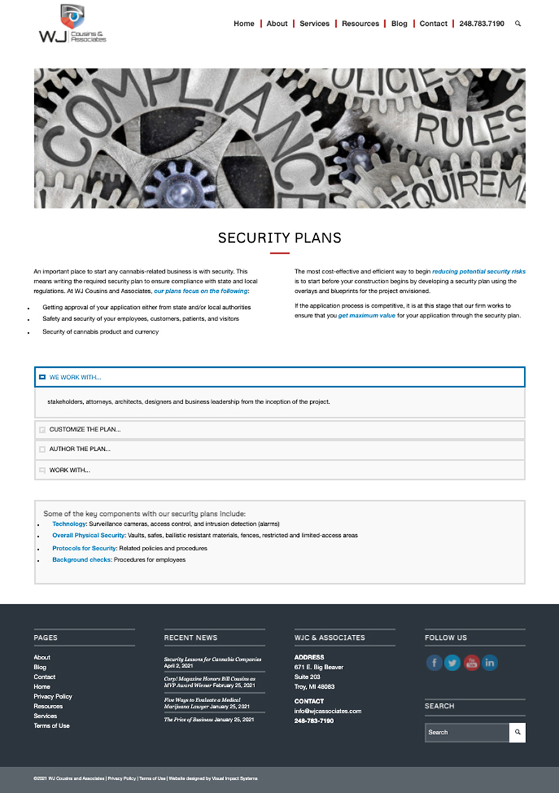 WJ Cousins & Associates-Website-Security Plans Page